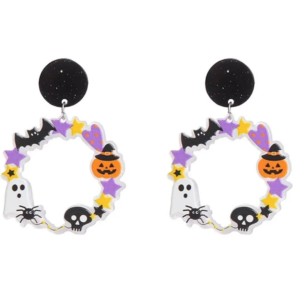 Women's Colourful Halloween Resin Acrylic Dangle Earrings Cute Pumpkin Ghost